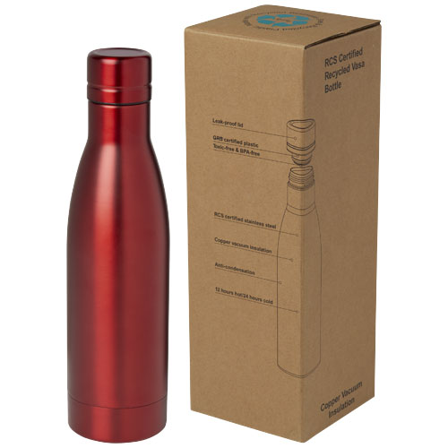 Vasa butelka ze stali nierdzwenej z recyklingu z miedzianą izolacją próżniową o pojemności 500 ml posiadająca certyfikat RCS  (10073621)