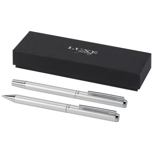 Lucetto zestaw upominkowy obejmujący długopis kulkowy z aluminium z recyklingu i pióro kulkowe (10783881)