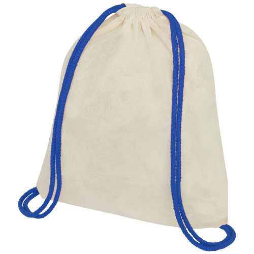 Plecak Oregon ściągany sznurkiem z kolorowymi sznureczkami, wykonany z bawełny o gramaturze 100 g/m²  (12048901)