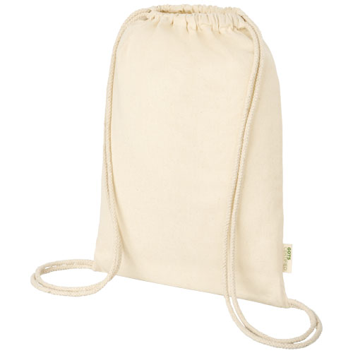 Orissa 140gsm Gots Organic Cotton Drawstring Backpack 5L - Natural