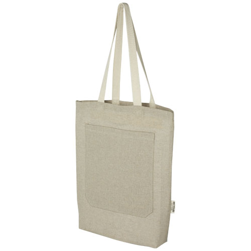 Pheebs torba na zakupy o pojemności 9 l z bawełny z recyklingu o gramaturze 150 g/m² i z przednią kieszenią (12064306)