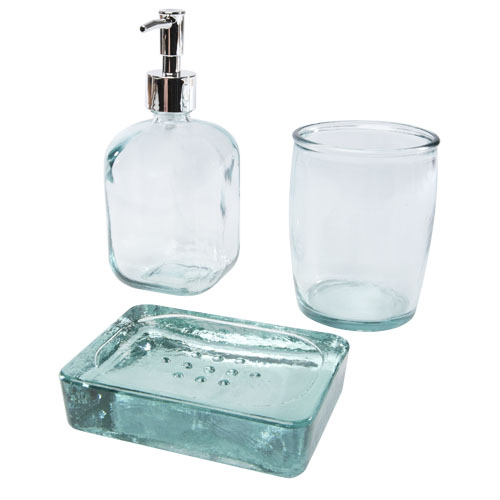 Jabony 3-częściowy zestaw łazienkowy ze szkła pochodzącego z recyclingu (12619001)