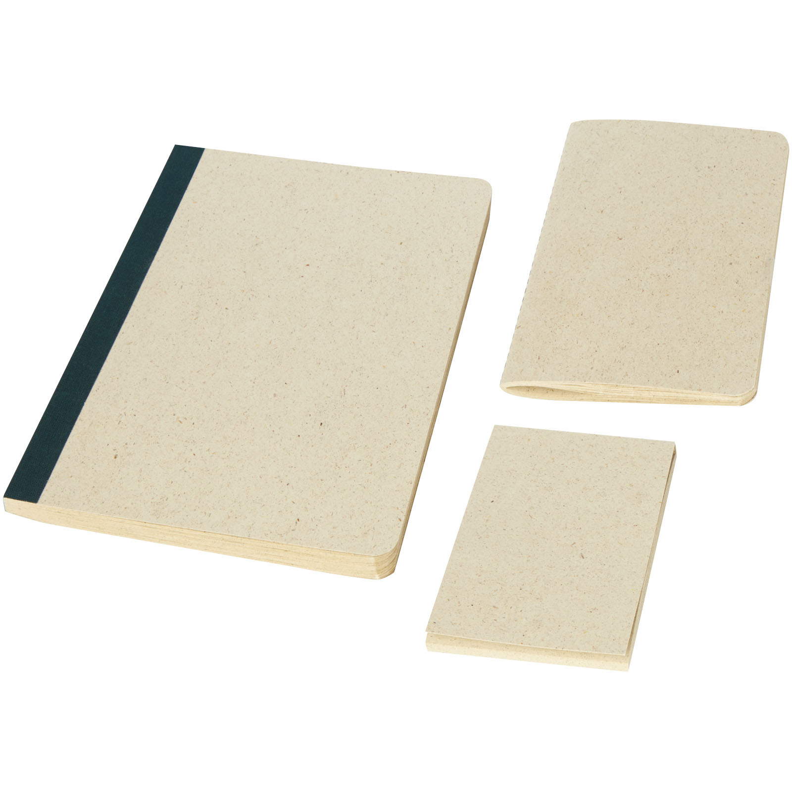 Bloc-notes couverture souple - Parure Verde de 3 articles de papeterie en papier fabriqué à partir d'herbe