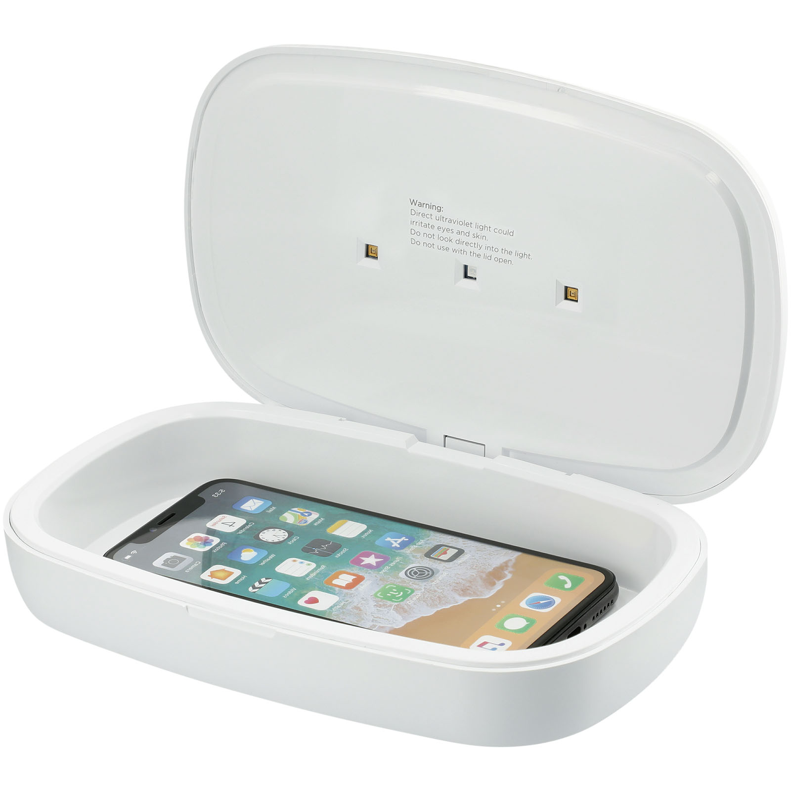 Chargeurs sans fil - Boitier de stérilisation UV pour smartphone Capsule avec chargeur à induction 5W