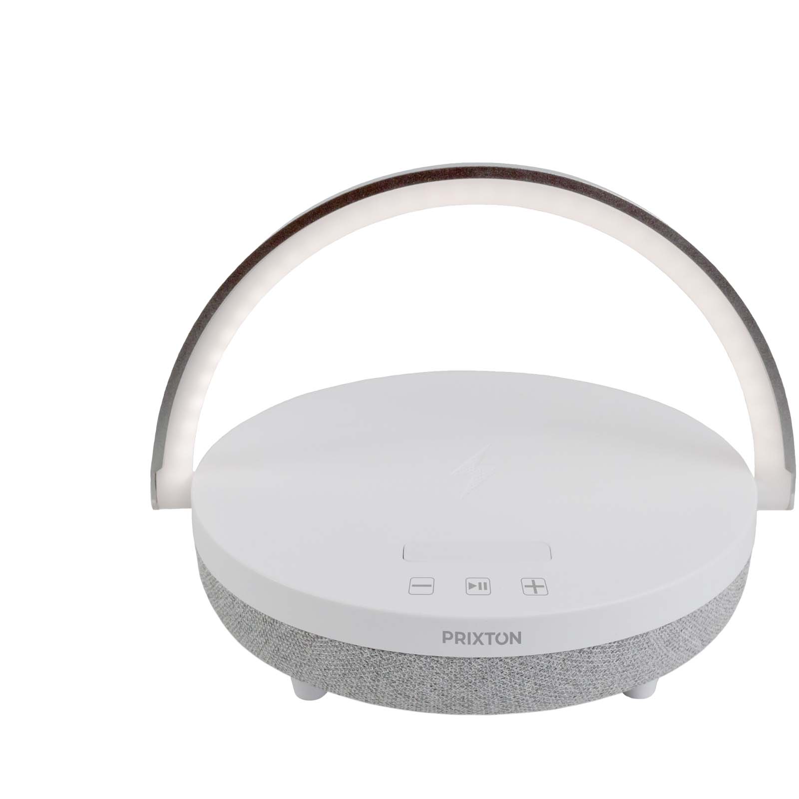 Prixton 4-i-1 10W Bluetooth®-højttaler med LED-lys og trådløs opladningsbase