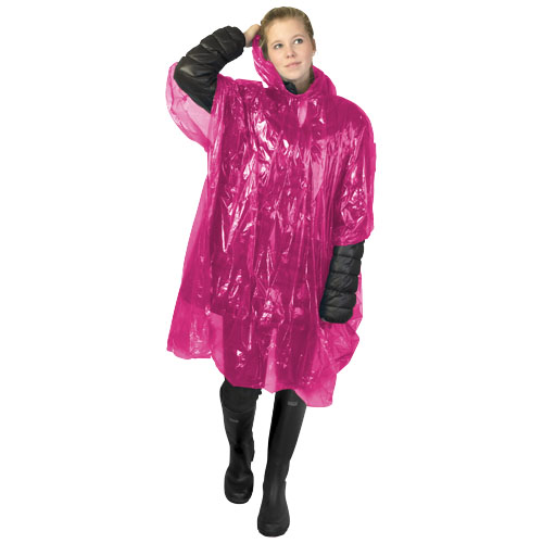 Ziva disposable rain poncho with storage pouch