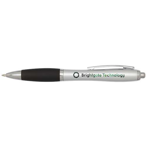 Nash RCS recycled plastic ballpoint pen with silver barrel and coloured grip (black ink)