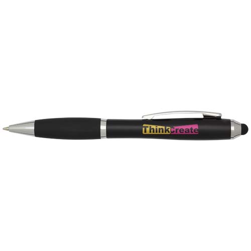 Nash RCS recycled plastic stylus ballpoint pen with coloured barrel and black grip (black ink)