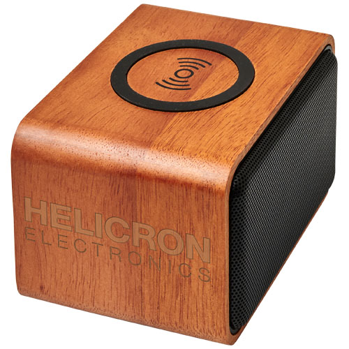 Wooden 3W speaker with wireless charging pad