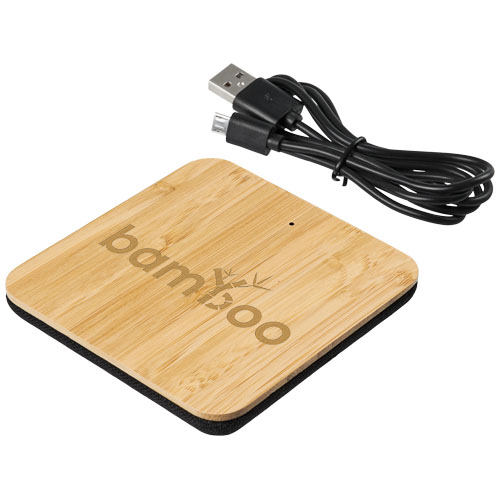 Leaf bamboo and fabric wireless charging pad