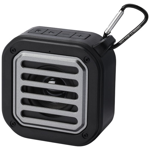 Solo 3W IPX5 RCS recycled plastic solar Bluetooth® speaker with carabiner 